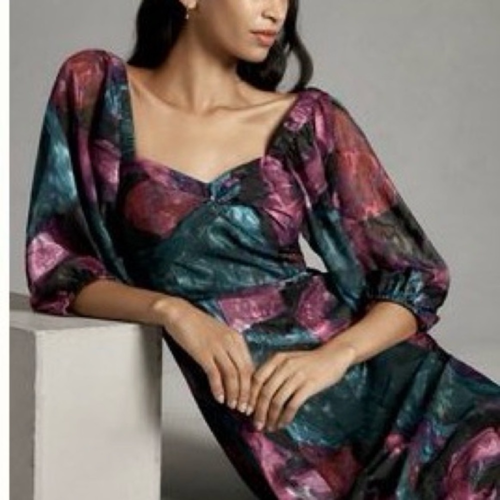 Anthropologie Hutch Printed dress in Turquose size 1x
